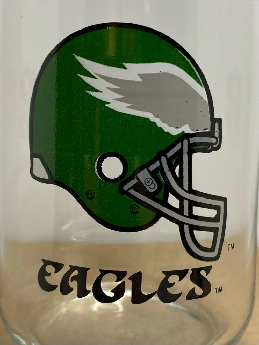 Vintage Philadelphia Eagles NFL Drinking Glass Kelly Green Helmet Tumbler